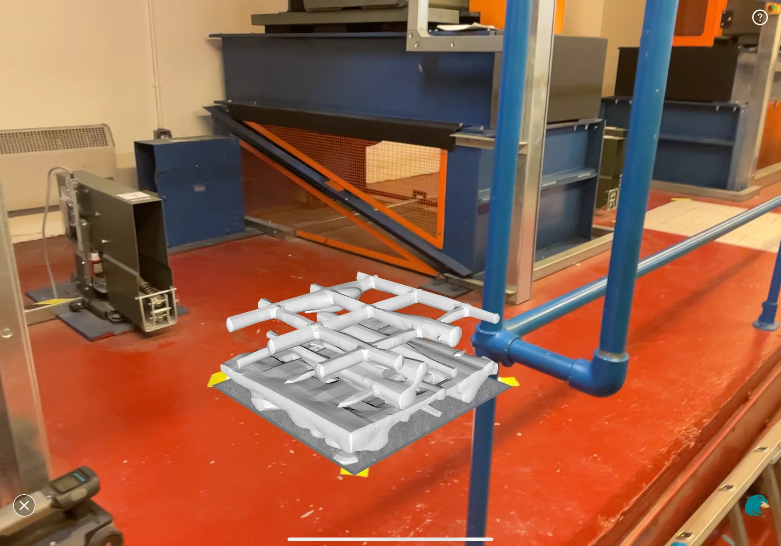 AR scan overlay — machine base setting-out