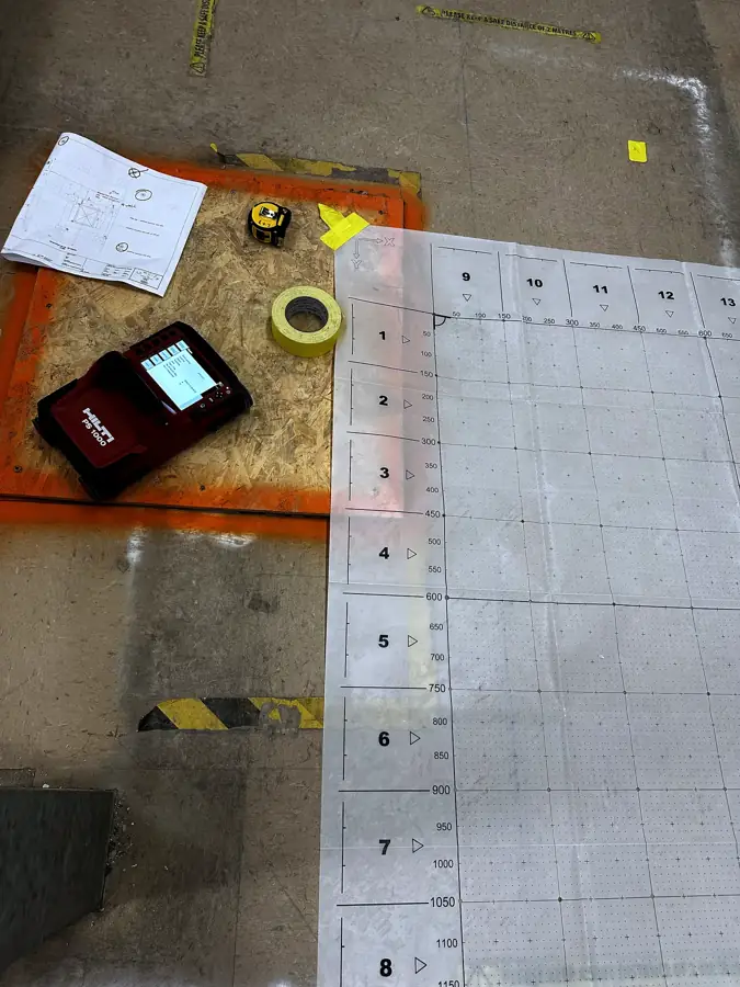 Grid and scanner on the slab