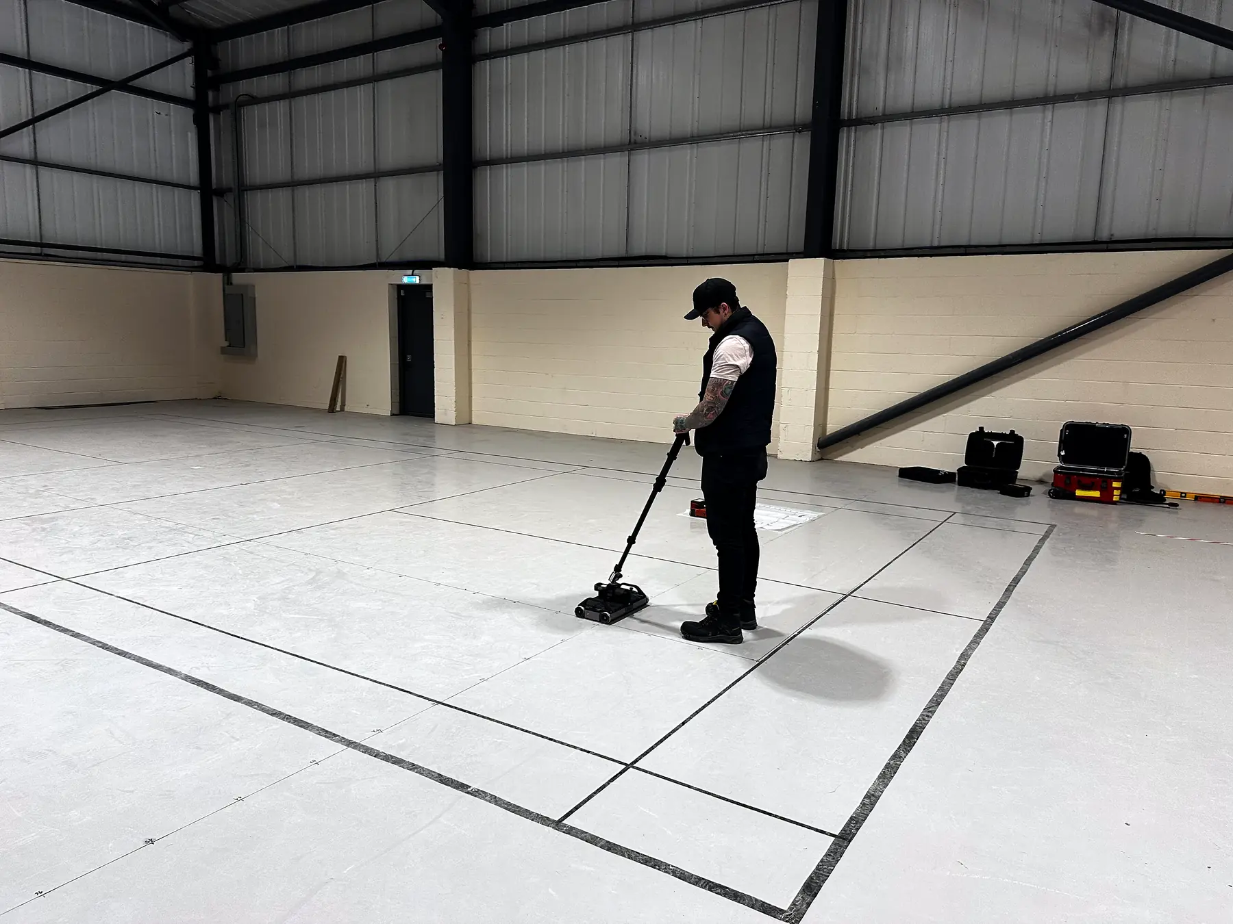 GPR cart survey across a large data centre floor slab