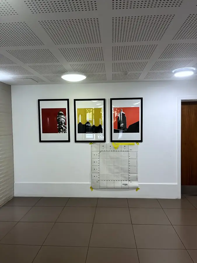 Scan grid on a lobby wall