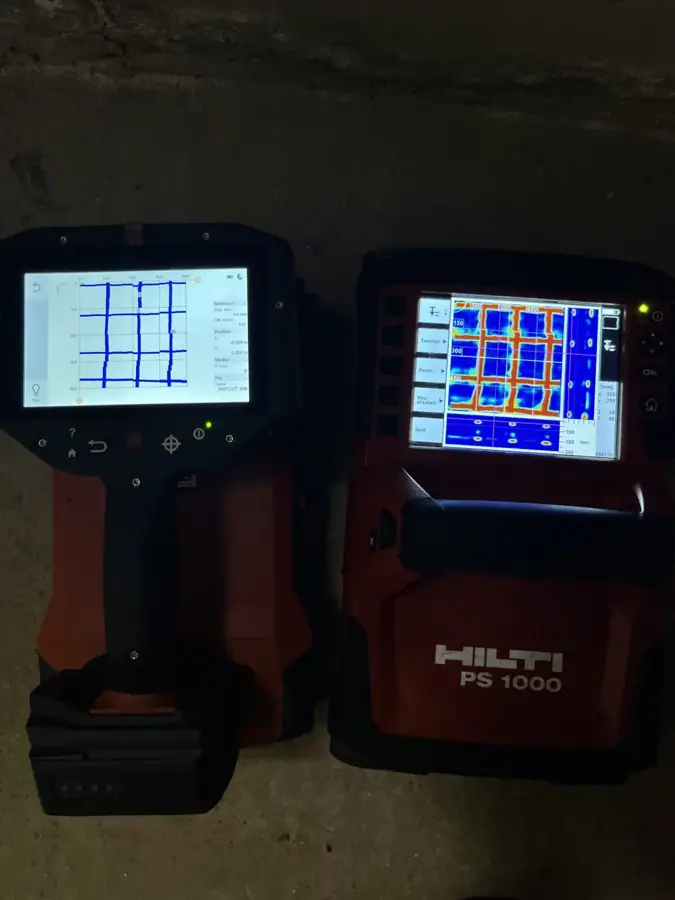PS 1000 and PS 300 screens showing the same rebar grid