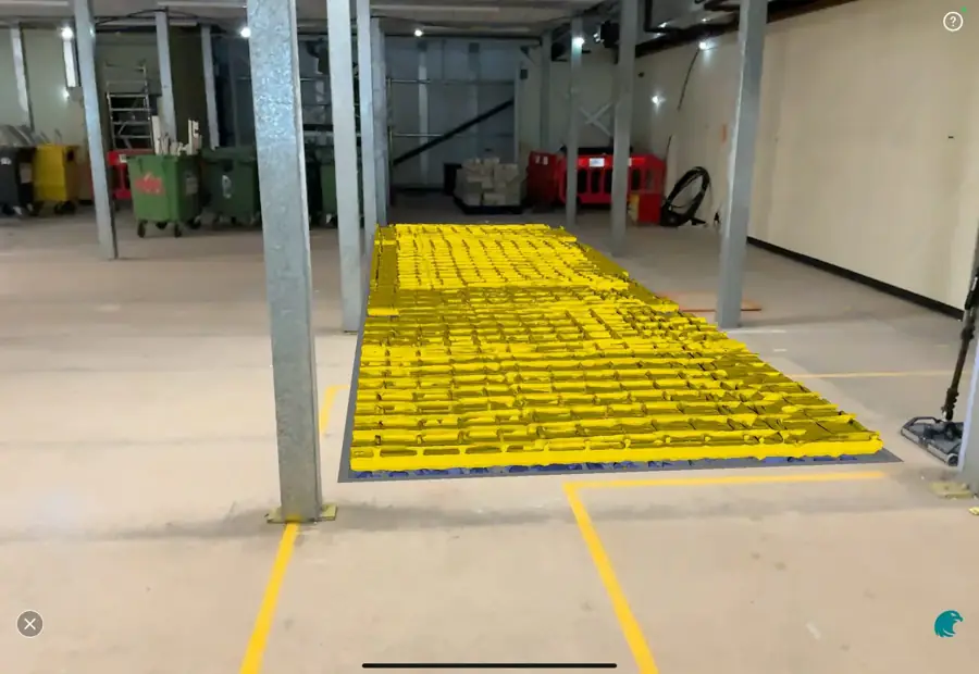 Reinforcement in a warehouse slab shown in 3D